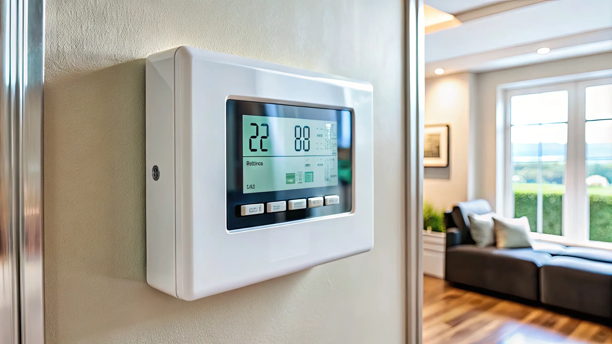 Modern digital energy meter displays electricity consumption in kilowatt-hours on a sleek device mounted on a wall in a UK residential home. the second step is that we will contact you
